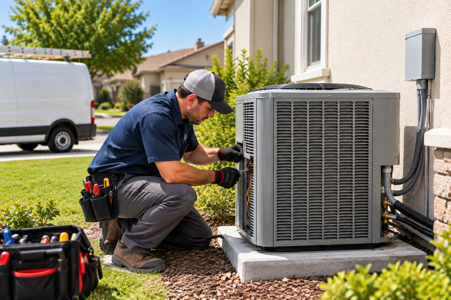 New central air conditioning system after ac installation in Central Valley.