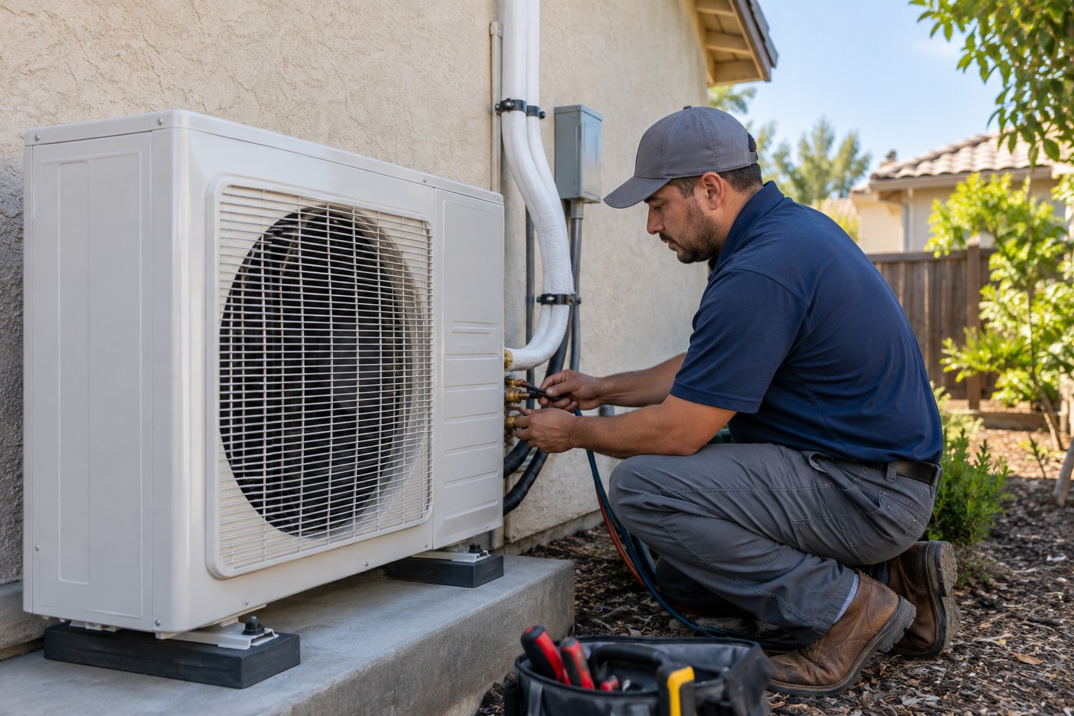 Mini split installation in Central Valley by HVAC professional.
