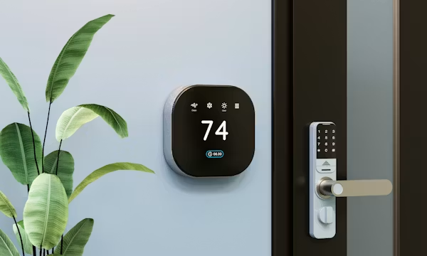 Smart thermostat displaying an energy-efficient temperature setting.