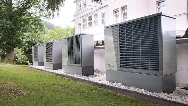 Heat pumps installed outside a property by residential heating services in Central Valley.