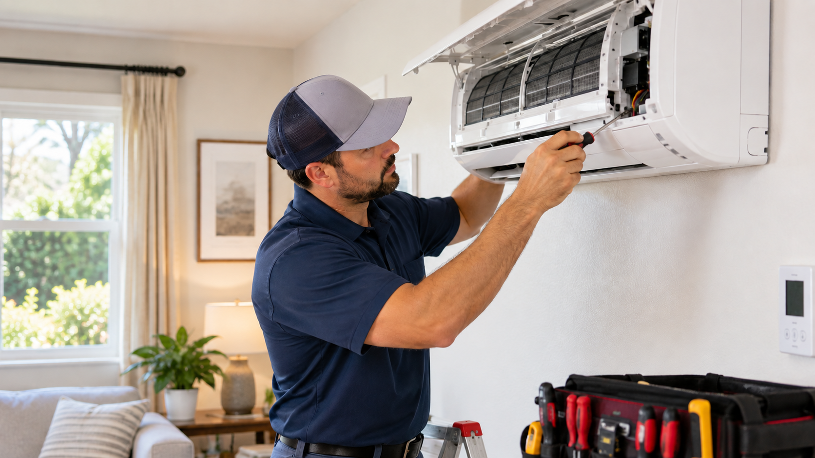 Emergency AC repair in Central Valley for a residential air conditioning system during summer.