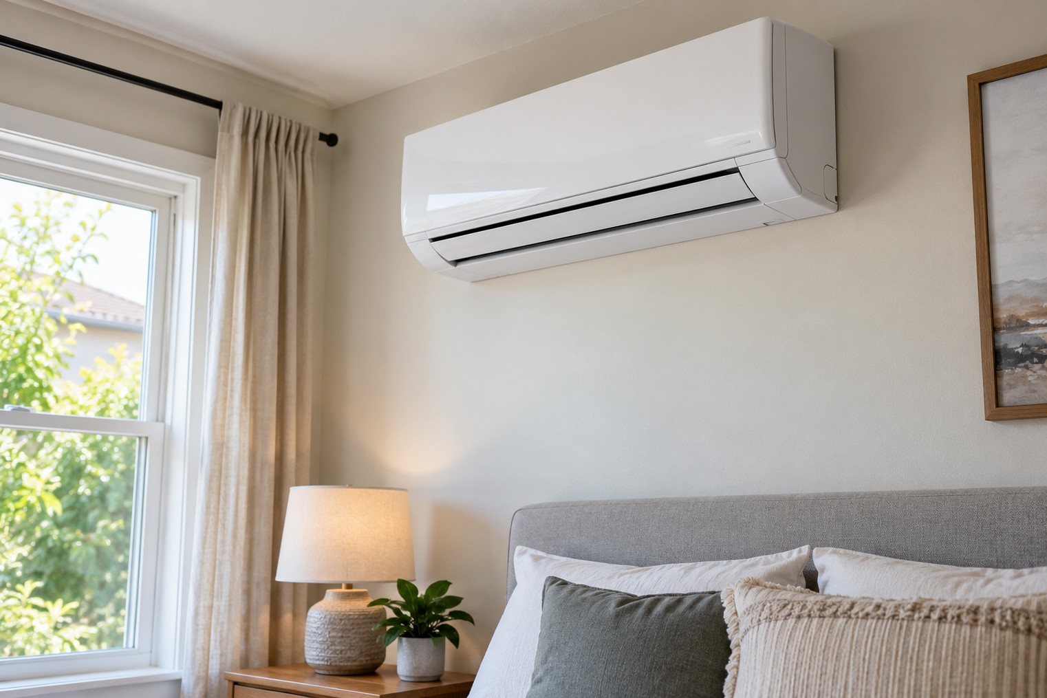 Ductless mini split systems in Central Valley bedroom.