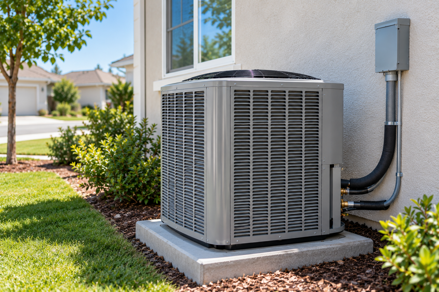 Professional air conditioner installation in Central Valley for a residential home.